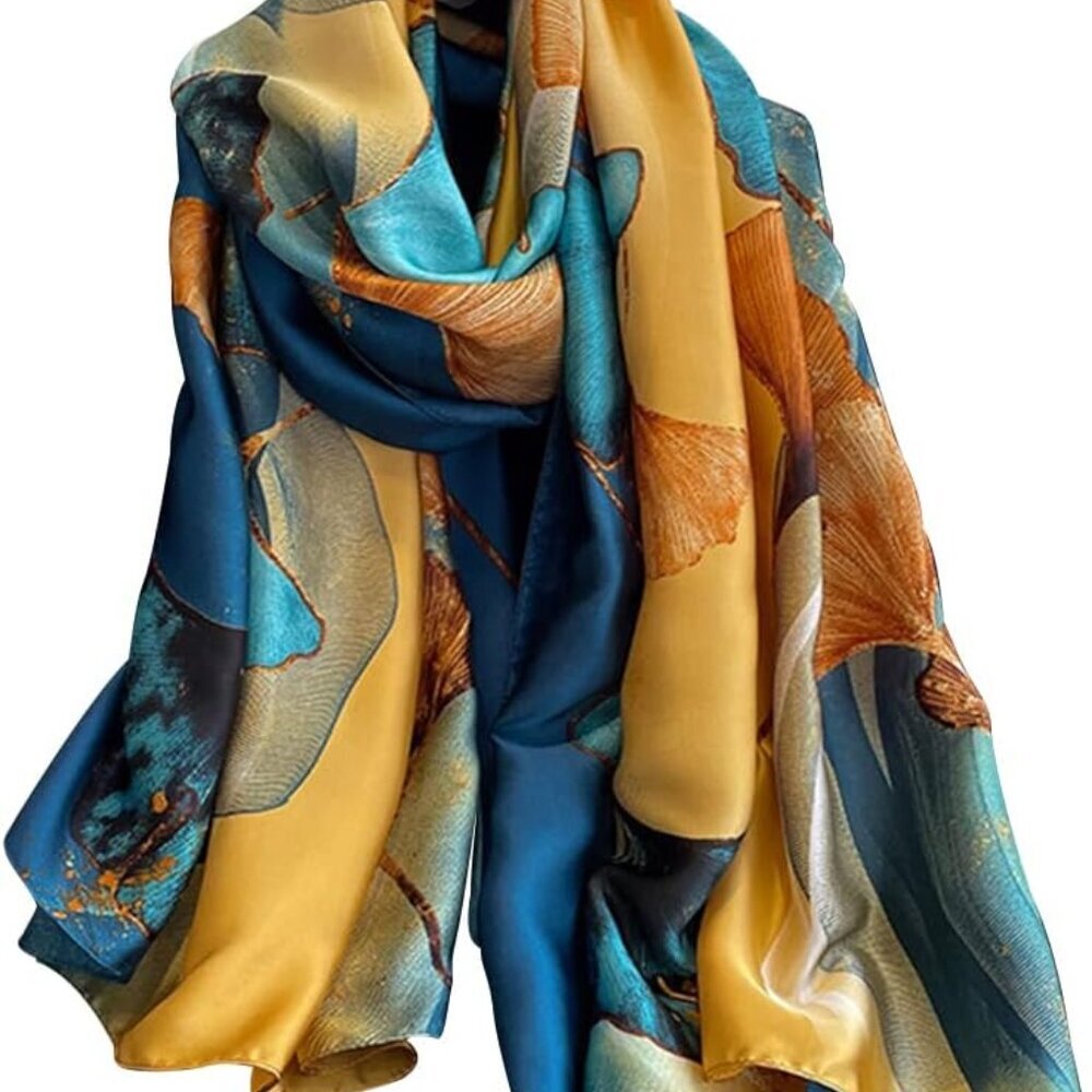 Womens 100% Large Mulberry Long Satin Scarf Fashion Lightweight Wraps